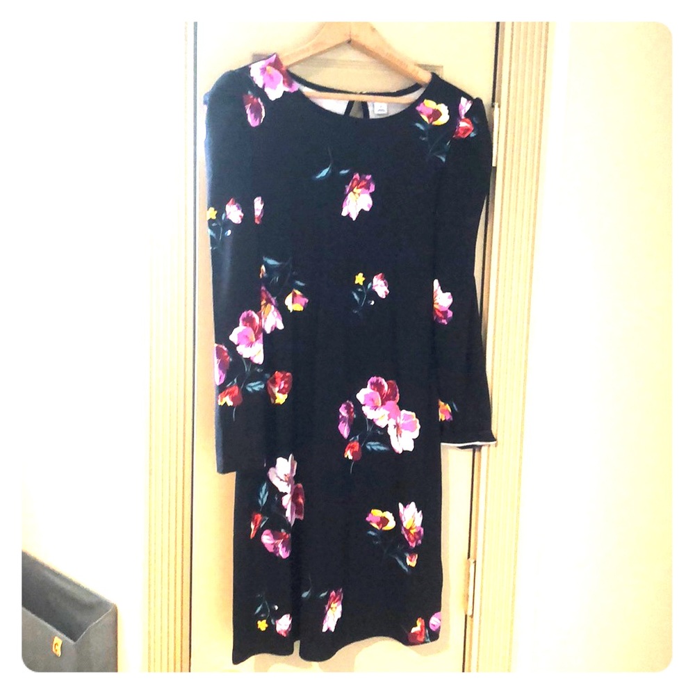 Long sleeved black floral dress